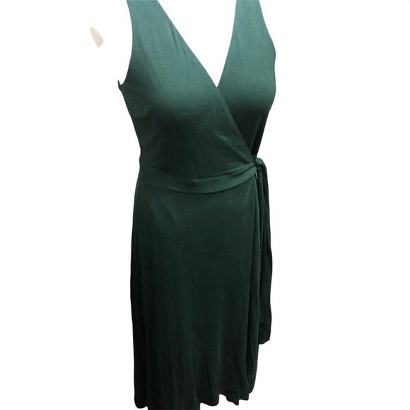 LOFT sleeveless belted wrap dress Small Petite Green Polyester, Spandex, Rayon - Picture 3 of 7